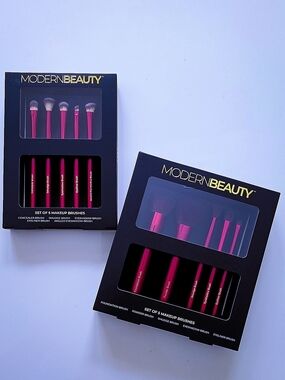 Modern Beauty 10-Piece Makeup Brush Set Pink Face Eye Brushes NEW
